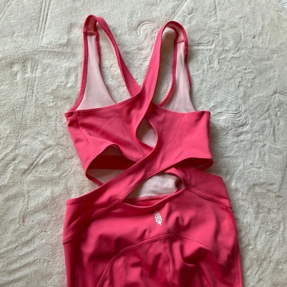 New! Free Movement x Free People Back It Up Jumpsuit Bright Pink 45451